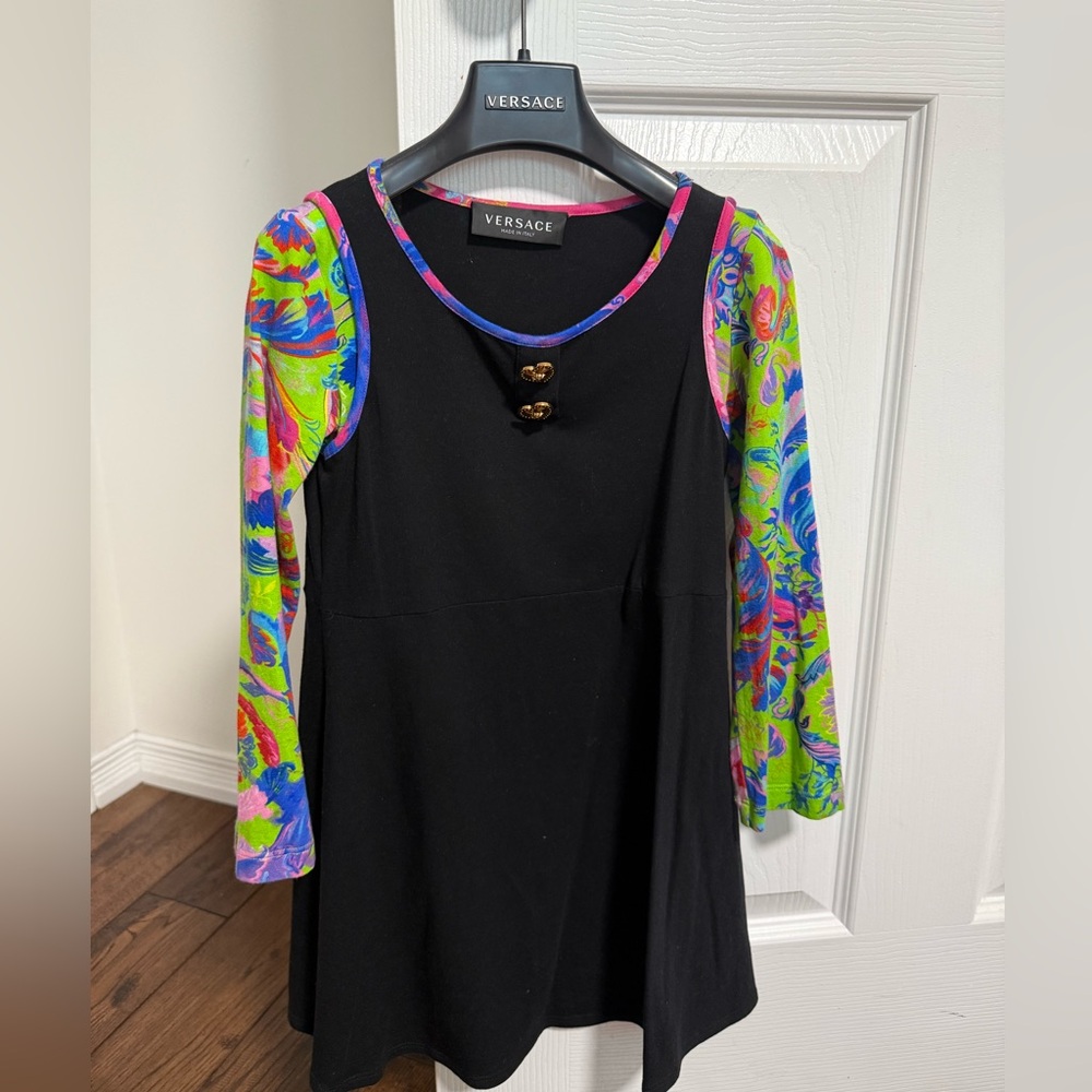Versace Kids Black Printed Arm Dress